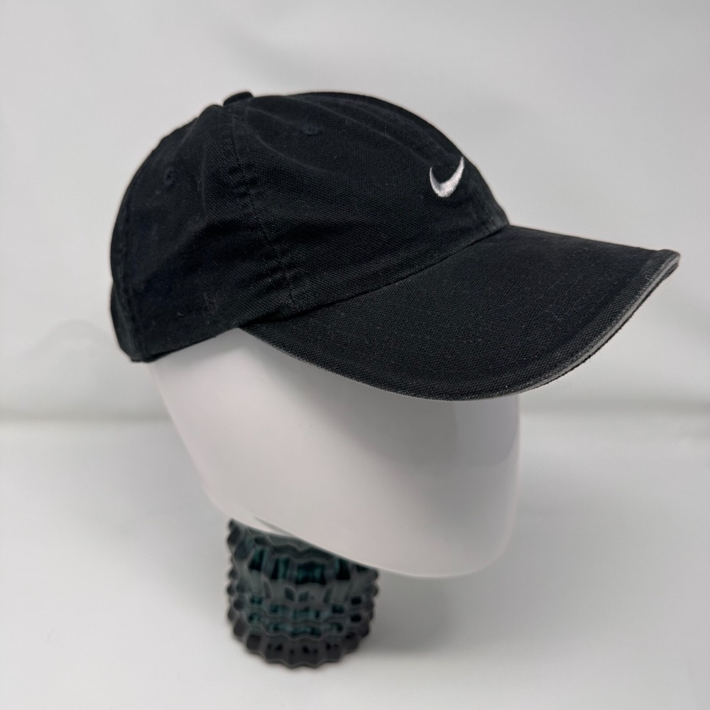 Nike Hat Black Youth One Size Adjustable Swoosh Cap Embroidery Logo - Picture 1 of 10